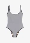 Lido Striped Square-neckline One Piece In Gray