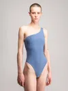 Lido Mid One Shoulder One Piece Swimsuit In Blue