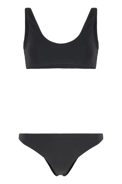 Lido Mini Bandeau Bra Bikini With Decorative Knot Closure In Black
