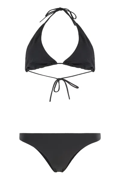 Lido Mini Triangle Bra Bikini With Low-waisted Briefs In Black