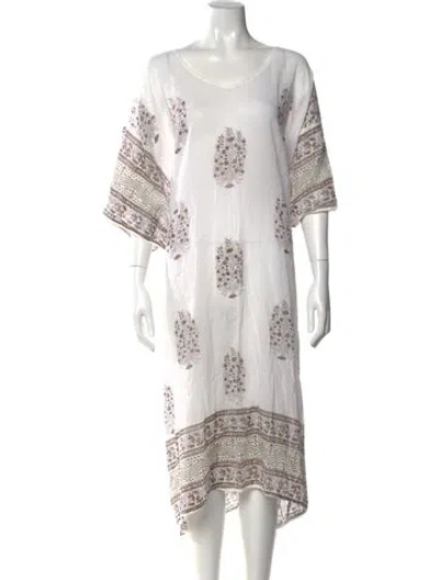 Pre-owned Lido Paisley Print Long Dress In White