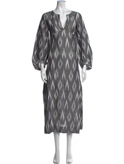 Pre-owned Lido Printed Long Dress In Grey