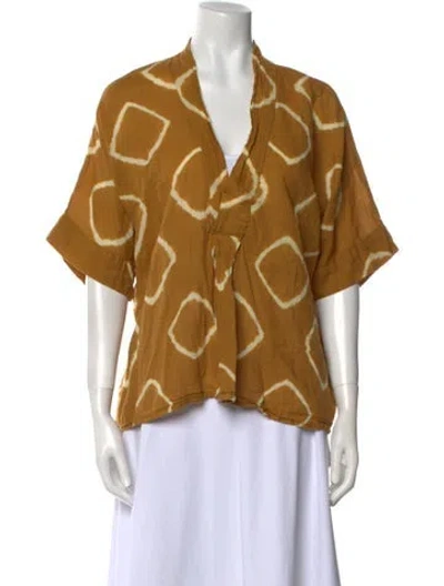 Pre-owned Lido Printed V-neck Blouse In Multi