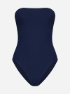 Lido Sedici Ribbed Bandeau Swimsuit In Navy Blue
