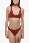 Lido Solid Color Stretch Fabric Bikini In Brown