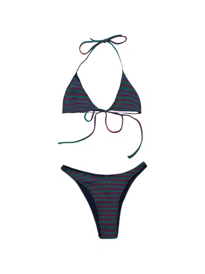 Lido Striped Ribbed Bikini In Black