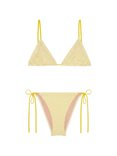 Lido Striped Triangle-cup Bikini In Yellow