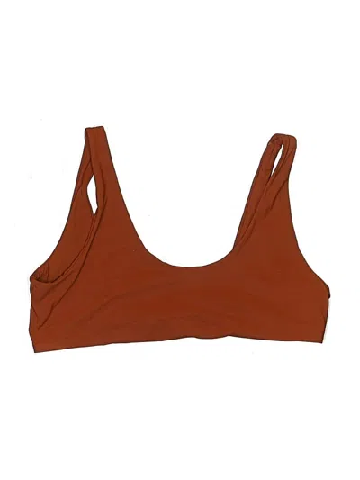 Pre-owned Lido Swimsuit Top Brown Scoop Neck Swimwear