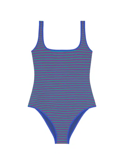 Lido Trentanove Striped Ribbed Swimsuit In Blue