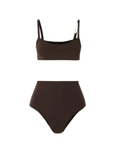 Lido High-waisted Bikini In Brown