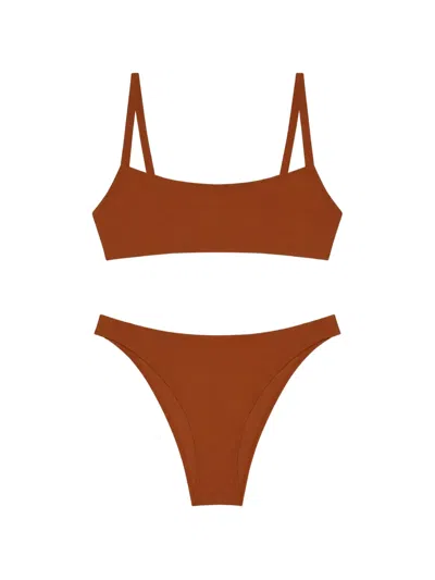 Lido Undici Low-waist Bikini In Brown