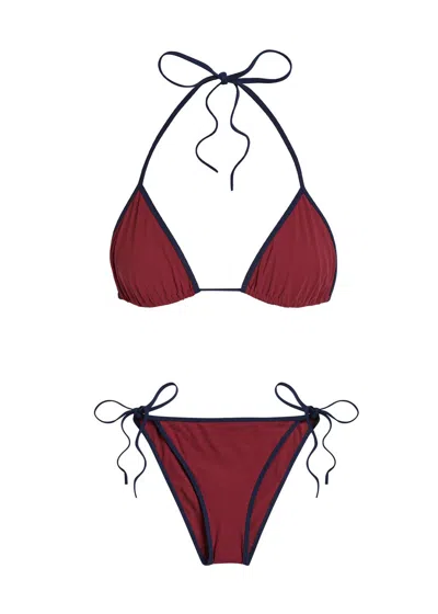 Lido Venti Bicolour Triangle Bikini In Red