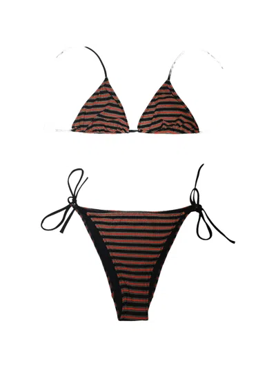 Lido Venti Striped Bikini In Brown