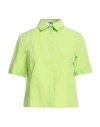 Lido Woman Shirt Lime Green Size M Linen, Cotton In Green