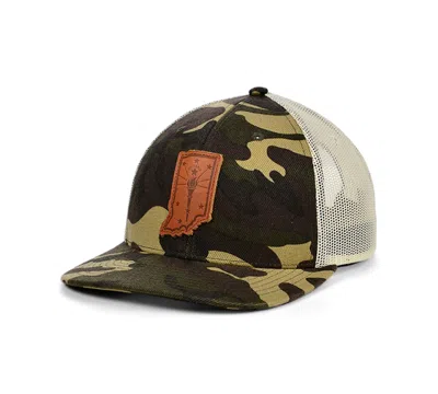 Lids Local Crowns Indiana Woodland State Patch Curved Trucker Cap In Woodlandcamo,ivory,brown