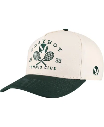 Lids Men's Cream, Forest Green Playboy Tennis Club A-frame Adjustable Hat In Cream,forest Green