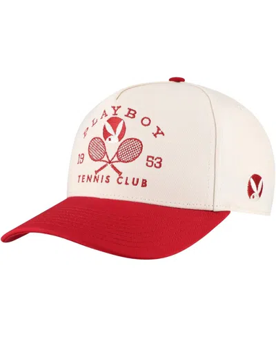 Lids Men's Cream/red Playboy Tennis Club A-frame Adjustable Hat In Cream,red