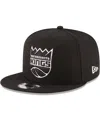 LIDS NEW ERA MEN'S BLACK SACRAMENTO KINGS BLACK WHITE LOGO 9FIFTY ADJUSTABLE SNAPBACK HAT