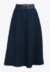 Lie A-line Quilted Midi Skirt In Navy