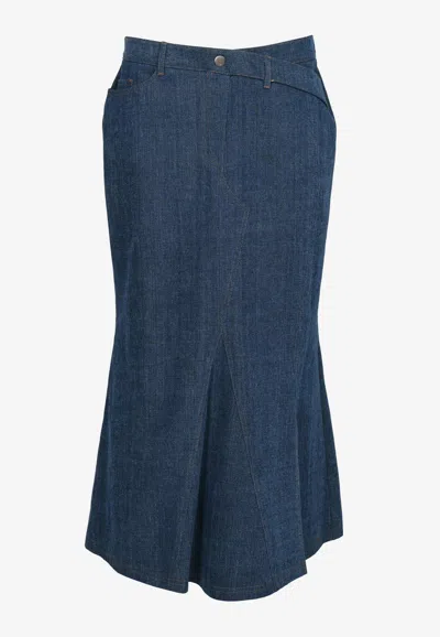 Lie Denim Midi Mermaid Skirt In Blue