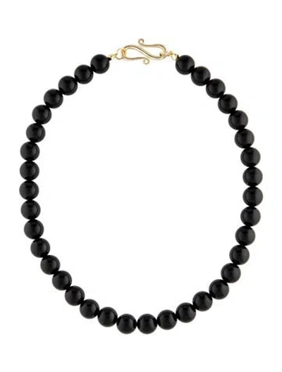 Pre-owned Lie Studio Bead Strand Necklace, 16" In Black