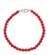 Lie Studio Carnelian Beaded Mary Necklace In Red