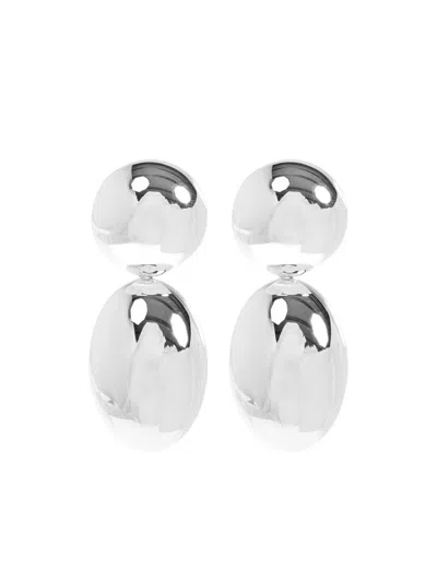Lie Studio Double-sphere Earrings In Silver