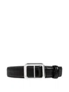 Lie Studio Georgia Slim Silver Buckle Calf Leather Belt In Black
