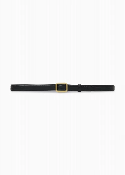 Lie Studio Georgia Wide Belt In Black Croc