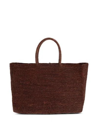 Lie Studio Large Charlotte Raffia Tote Bag In Brown