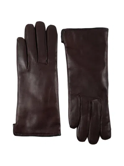 Lie Studio Leather Gloves In Brown