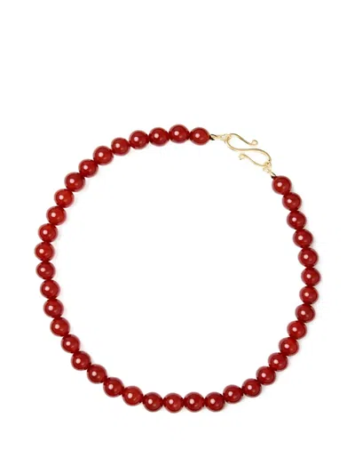 Lie Studio Mary Beaded Necklace In Red