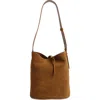 Lie Studio Lié Studio Norma Leather Bucket Tote In Maple Brown Suede
