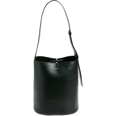 Lie Studio Lié Studio Norma Leather Bucket Tote In Solid Black