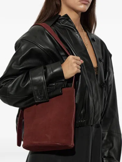 Lie Studio Paula Suede Shoulder Bag In Brown