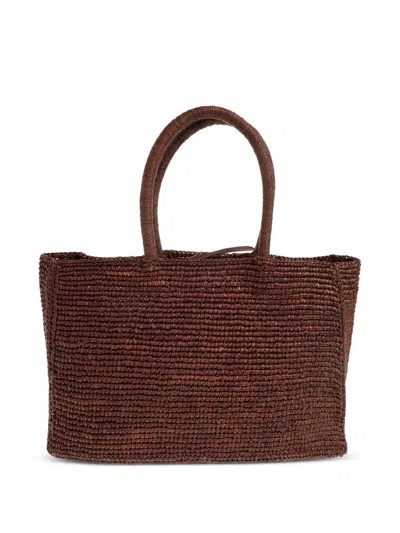 Lie Studio Small Charlotte Woven Tote Bag In Brown