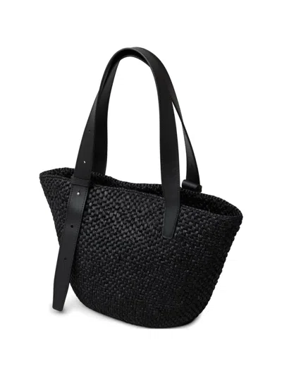 Lie Studio Small The Bianca Raffia Tote Bag In Black