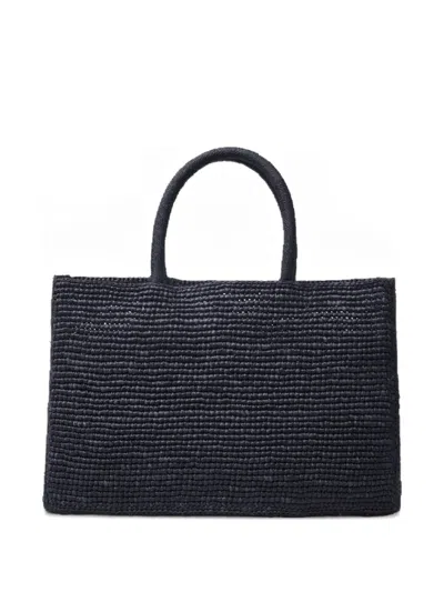 Lie Studio Small The Charlotte Raffia Tote Bag In Blue
