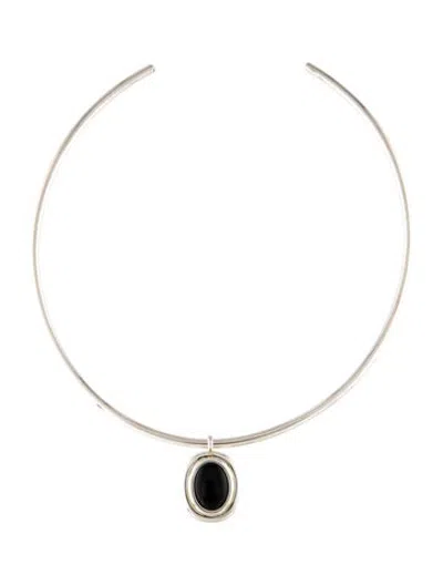 Pre-owned Lie Studio Stone 'the Cleo' Pendant Necklace, 13" In Multicolor