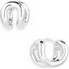 Lie Studio The Asta Silver Hoop Earrings In Neutral