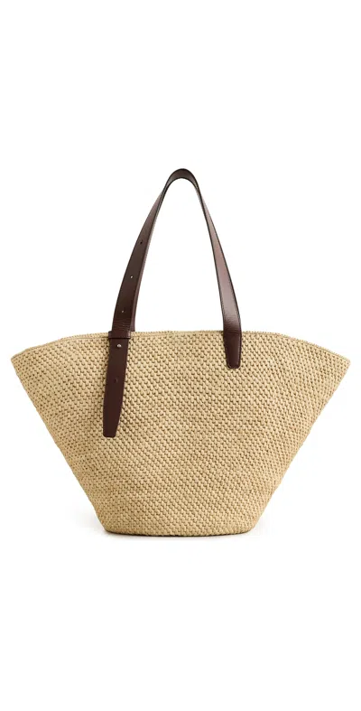 Lie Studio The Bianca Raffia Large Bag Natural In Brown