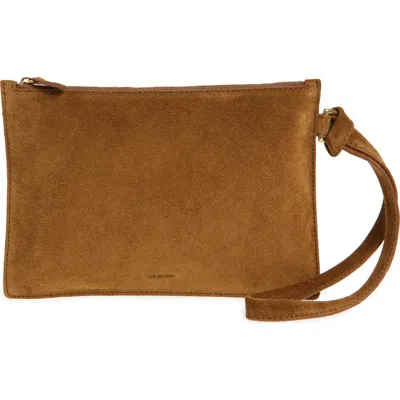 Lie Studio Lié Studio The Charlie Leather Clutch In Maple Brown Suede
