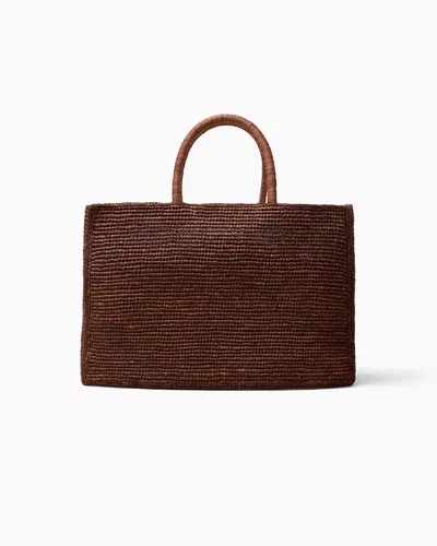 Lie Studio The Charlotte Raffia Bag Large In Chestnut Brown