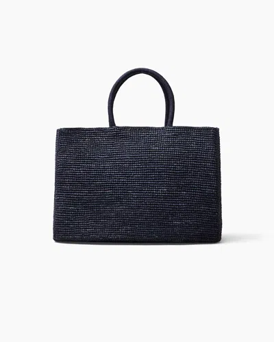 Lie Studio The Charlotte Raffia Bag Large In Navy