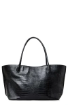Lie Studio Lié Studio The Eva Croc Embossed Leather Weekend Tote In Black