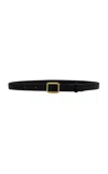 Lie Studio The Georgia Croc-effect Leather Belt In Black