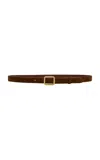 Lie Studio The Georgia Wide Suede Belt In Brown