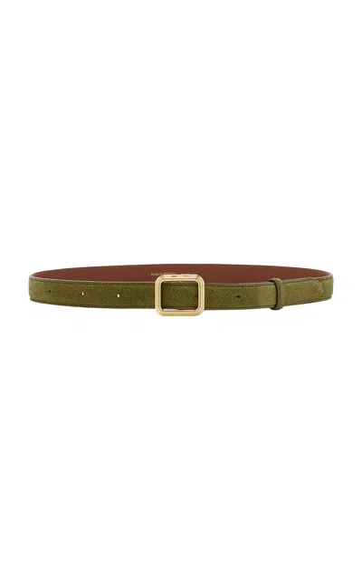 Lie Studio The Georgia Wide Suede Belt In Green