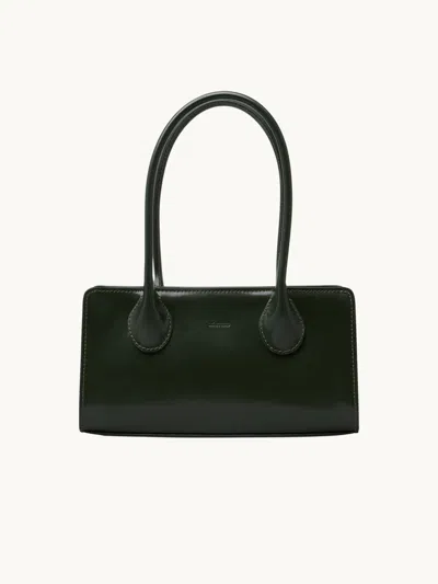 Lie Studio The Lou Bag Olive Green Patent Leather In White