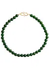 Lie Studio The Mary Agate Beaded Necklace In Green